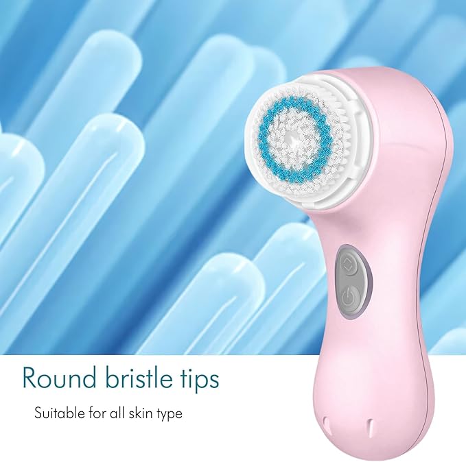 Microtree Facial Cleansing Brush Rechargeable, Sonic Vibrating System, 2 Speeds for Gentle Clean, Face Brushes for Cleansing, Electric Waterproof Portable Travel Face Scrubber