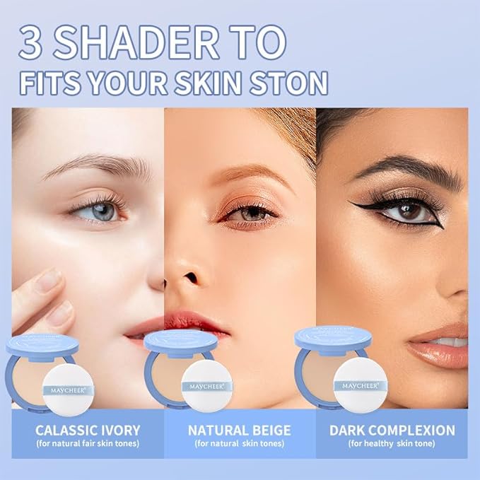 Oil Control Face Pressed Powder,Matte Smooth,Waterproof Long-Lasting Setting Powder, Perfect Lightweight Facial Makeup For Soft Focus Finish,Minimizes Fine Lines And Pores,0.35Oz (PURE BEIGE)