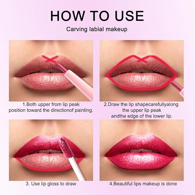 evpct Crushed Ruby Red Metallic Glitter Lip Liner and Lipstick Combo Lip Gloss Stain Set Makeup for Women Long Lasting Waterproof 24, Red Frosted Metallic Shimmer Glossy iridescent Liquid Lipstick 18