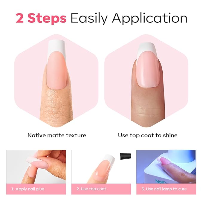 modelones Press on Nails, 150 Pcs French Tip Press on Nails, NailBoxie Brown Short Almond Nail Tips, Soft Gel Nail Tips, Ideal for Wedding, Party, Daily DIY Nail, 15 Sizes (S)