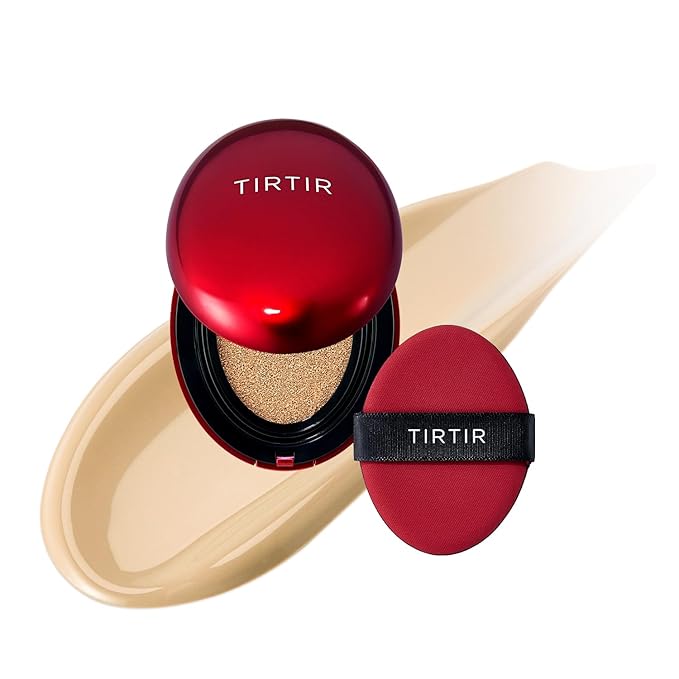[*Mini Size*] TIRTIR Mask Fit Red Cushion Foundation | Full coverage, Weightless, Skin fit, Satin Glow Finish, Korean Makeup, beauty, Tattoo cover up, Buildable (#24W Soft Beige, 0.15 Fl Oz)