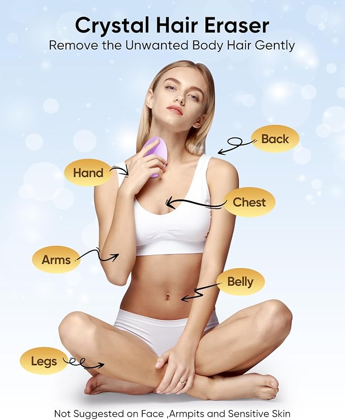 Crystal Hair Eraser for Women and Men, Reusable Crystal Hair Remover Magic Painless Exfoliation Hair Removal Tool, Magic Hair Eraser Device for Back Arms Legs