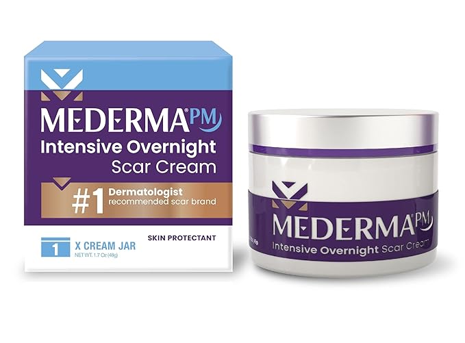 Mederma Stretch Marks Therapy, Helps Prevent and Treat Stretch Marks, Safe to Use When Pregnant & PM Intensive Overnight Scar Cream, Works with Skin's Nighttime Regenerative Activity
