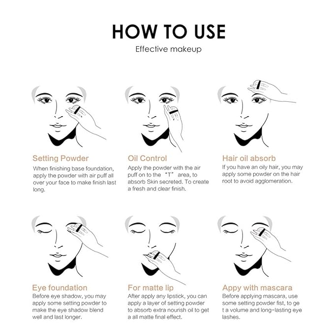 MAEPEOR Matte Setting Loose Powder 8 Colors Smooth and Lightweight Face Powder for Brightening and Setting Makeup with Face Puff (06 Mountain)