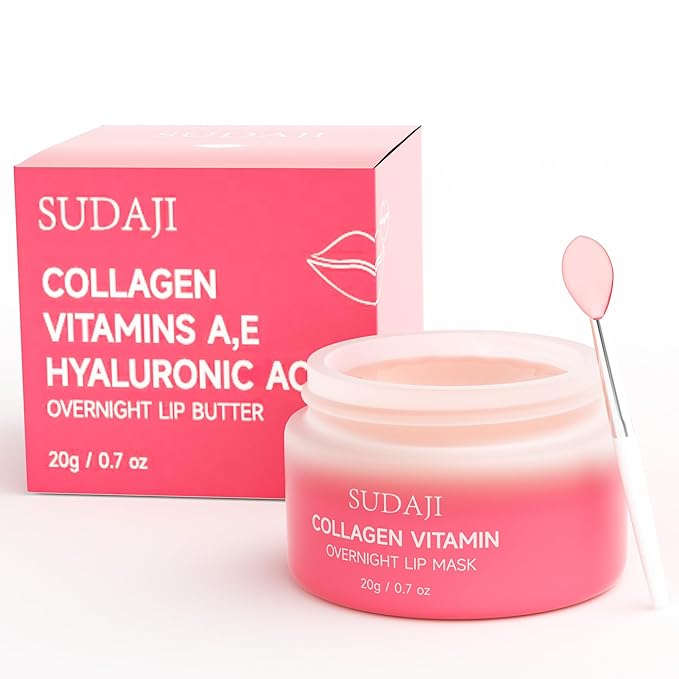 Lip Mask, Collagen Hydrating Lip Balm, Overnight Moisture Lip Butter with Hyaluronic Acid & Aloe Vera, Sleeping Nourishing Lip Butter Balm