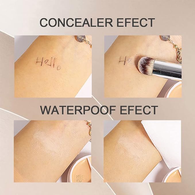 2pcs Tri-color Face Concealer Contour Palette With Brush for Light Medium Skin. Correct Cream Foundation Palet for Under Eye Dark Circles Eyelid Tattoo. Ivory Cream Makeup Plate corrector de ojeras