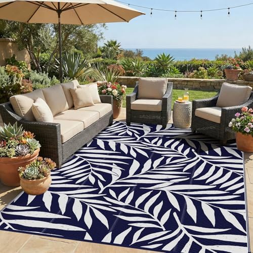 Smiry Outdoor Rug 6x9 ft Waterproof Reversible Leaf Mat by Smiry