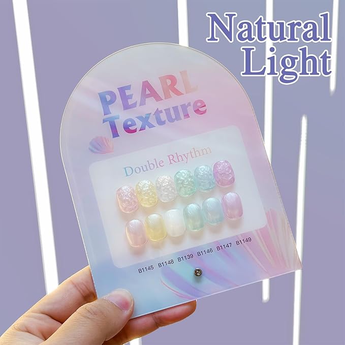 Double Rhythm 6 Pcs 15 ML Gel Polish Set Same Color Same Bottle Soak Off Gel Polish Kit Nail Art Manicure Salon DIY at Home for Women (Pearl Pink White Green Blue Purple-T6-21)