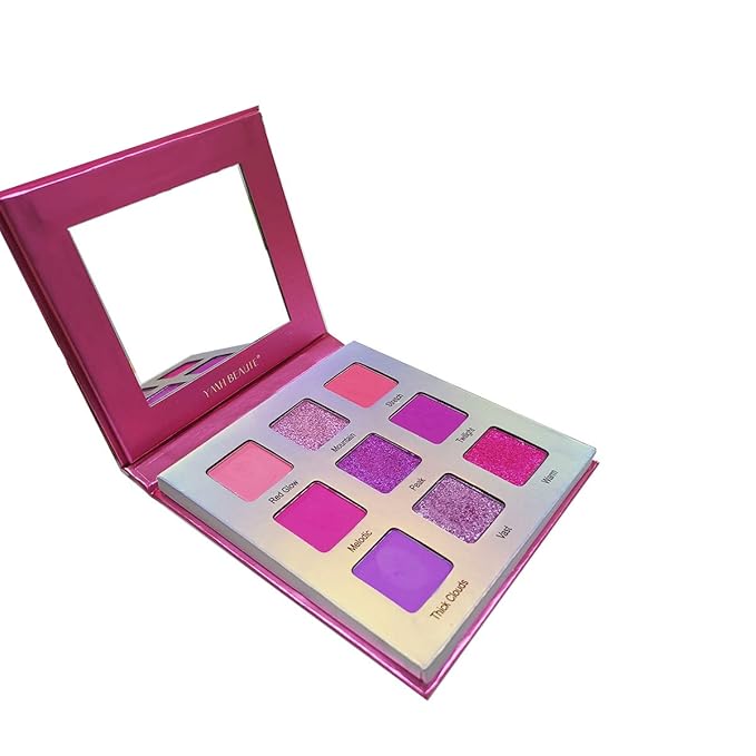 Highly Pigmented Eyeshadow Palette, 9 Color Bright Eye Makeup Palette Colorful Matte Eye Shadow Palettes Long Lasting Waterproof Cruelty-free, Rainbow (Pink)