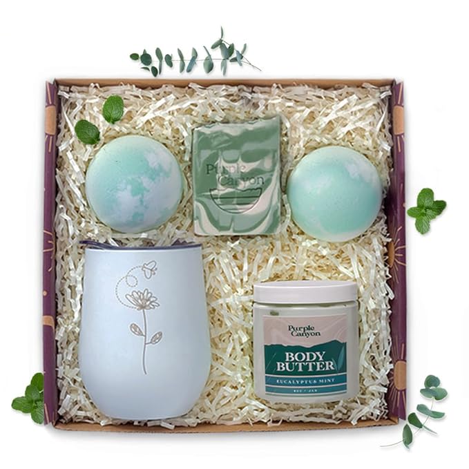 Purple Canyon Bath Gift Set for Women | Revitalizing Eucalyptus Spearmint and Cucumber Mint Self-Care Gift for Women