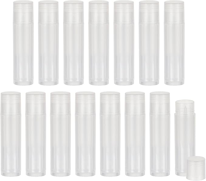 NICENEEDED 15 Pcs Lip Balm Tubes, Empty DIY Lipstick Tubes, Refillable 5g Lip Balm Containers Plastic Lip Gloss Tubes Deodorant Containers with White Caps Twist Tubes for making Gifts, Travel