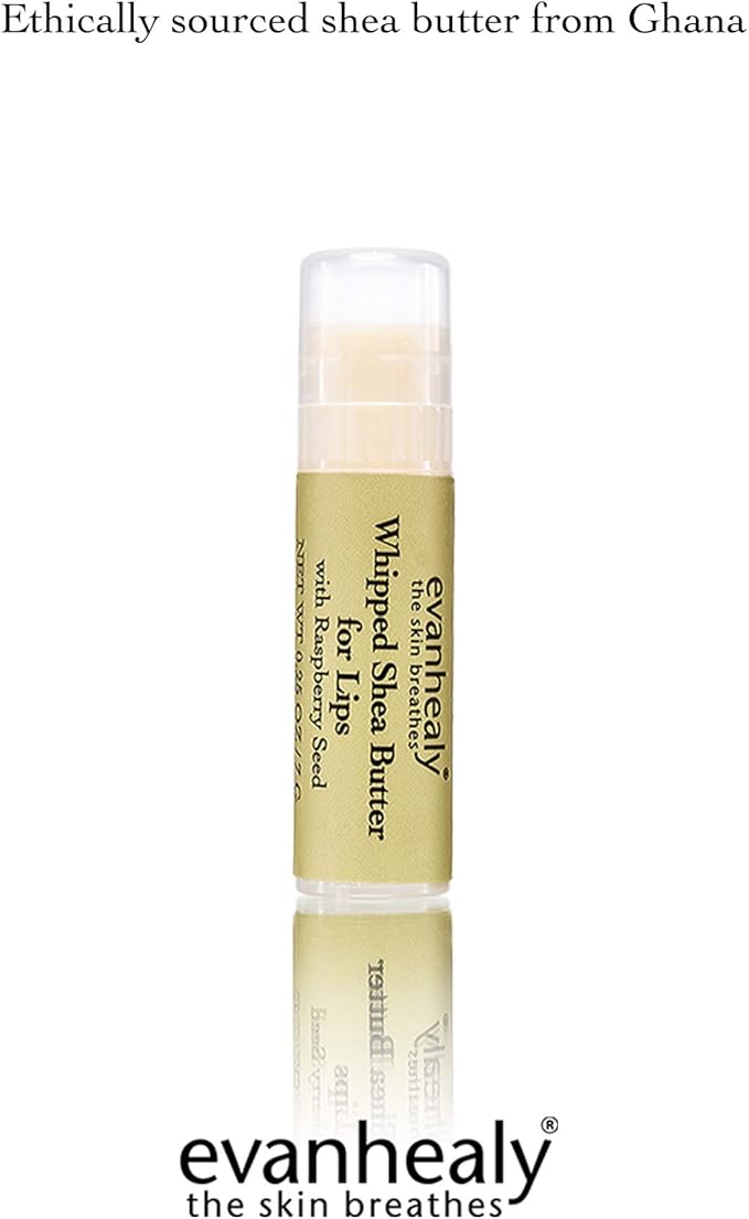 evanhealy Whipped Shea Butter for Lips | Organic Red Raspberry Seed Oil, Beeswax, & Argan Oil | Moisturizing Lip Balm (3 Pack)