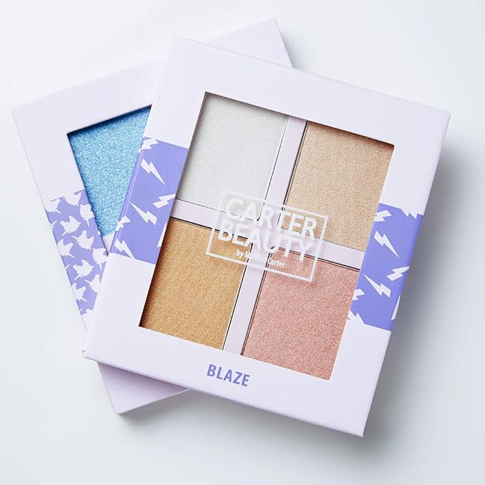 Carter Beauty Mini Highlighter Palette | Long Lasting Makeup | Shimmer & Matte Shades (Blaze)