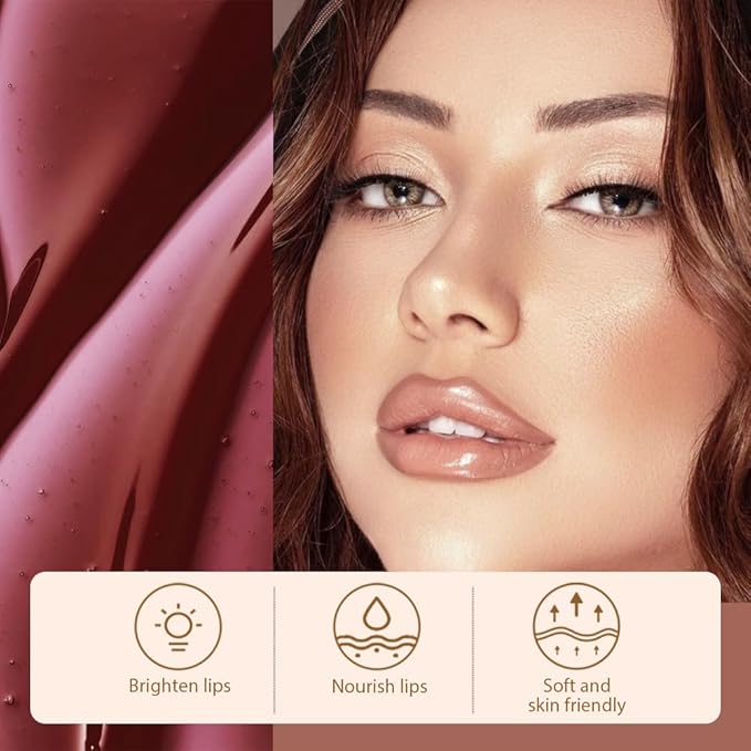 Matte Lip Stain Peel Off Lip Liner, Brown Peel Off Lip Stain Tattoo,Long Lasting & Waterproof Peel Off Lip Gloss Lip Liner,Transfer-Proof All Skin Types.0.12 fl oz #02