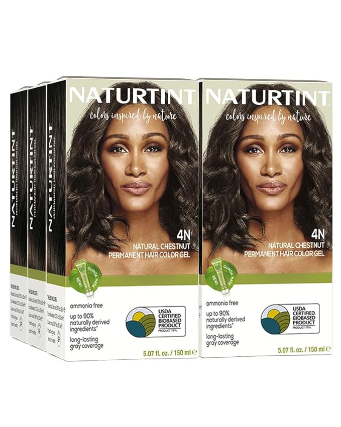 Naturtint 4N Natural Chestnut Permanent Hair Color (Pack of 6), Ammonia Free, Vegan, Cruelty Free, up to 100% Gray Coverage, Long Lasting Results (Packaging may vary)