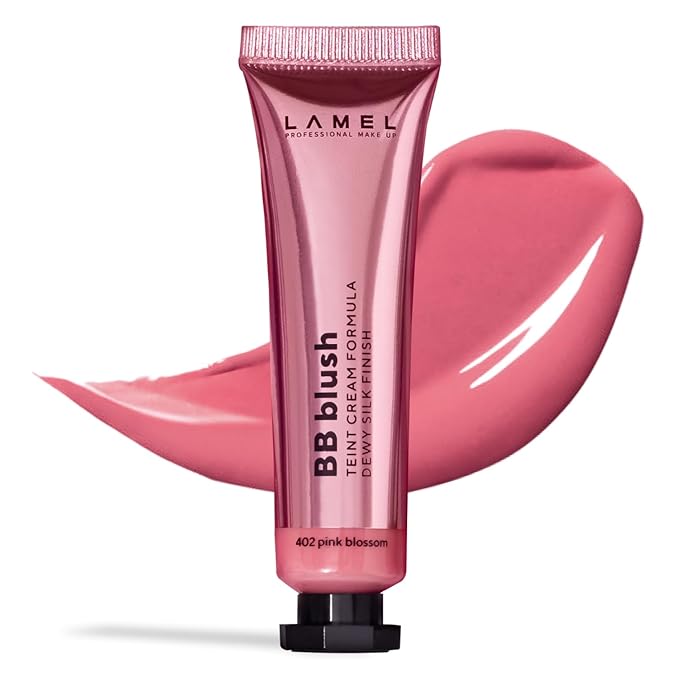 Lamel BB Blush Cheek Makeup - Lightweight and Long Lasting Liquid Blush - Blendable Cream Blush for Cheeks, Natural Finish Cream Contour - Pink Liquid Blush, 402 (Pink Blossom) -10ml/0,33fl.oz