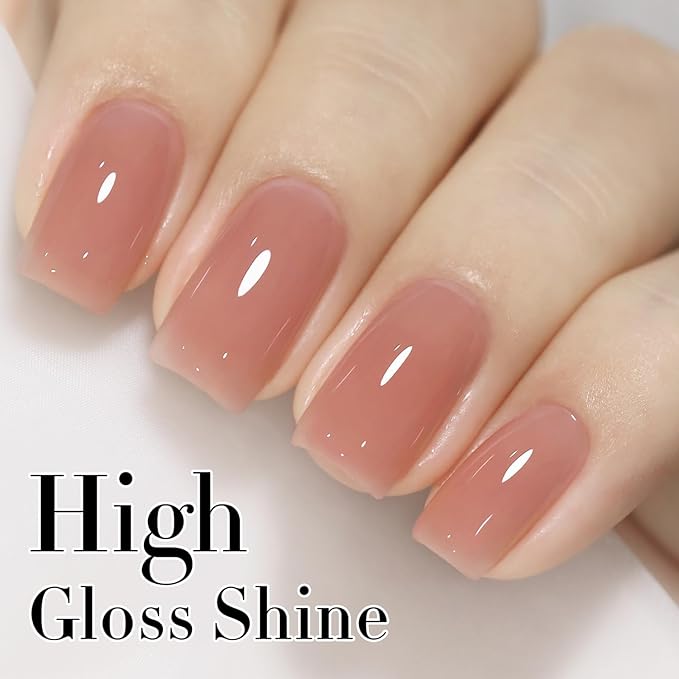 Double Rhythm 0.5Oz Translucent Gel Polish Sheer Neutral Natural Light Milky Same Color Same Bottle 15ML Jelly Nail Art DIY at Home (Skin Nude-A1370)