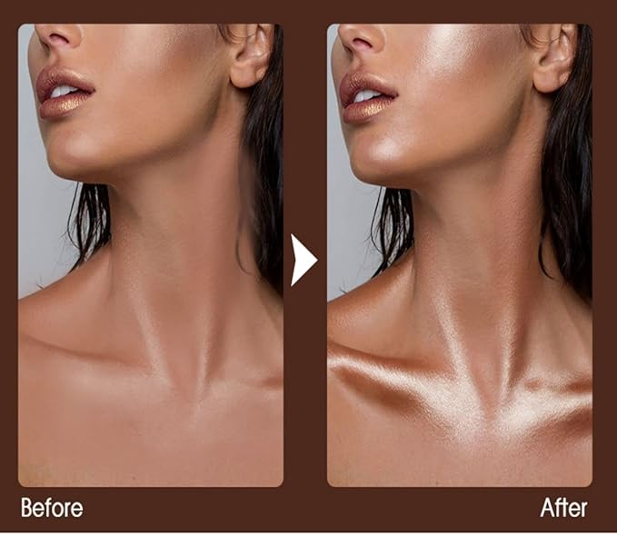Shimmer Body Oil Golden Brown, Illuminator Highlighter for Face & Body Makeup Shine, Non-Sticky Body Moisturizing For All Skin Types, Fast Absorbing & lightweight Body Oil For Women