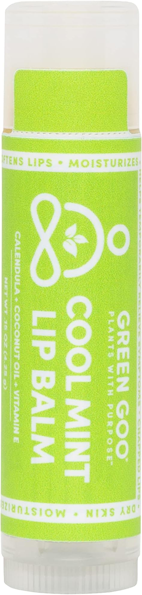 Green Goo All-Natural Lip Balm, Cool Mint, 0.15-ounce Stick, 4-pack