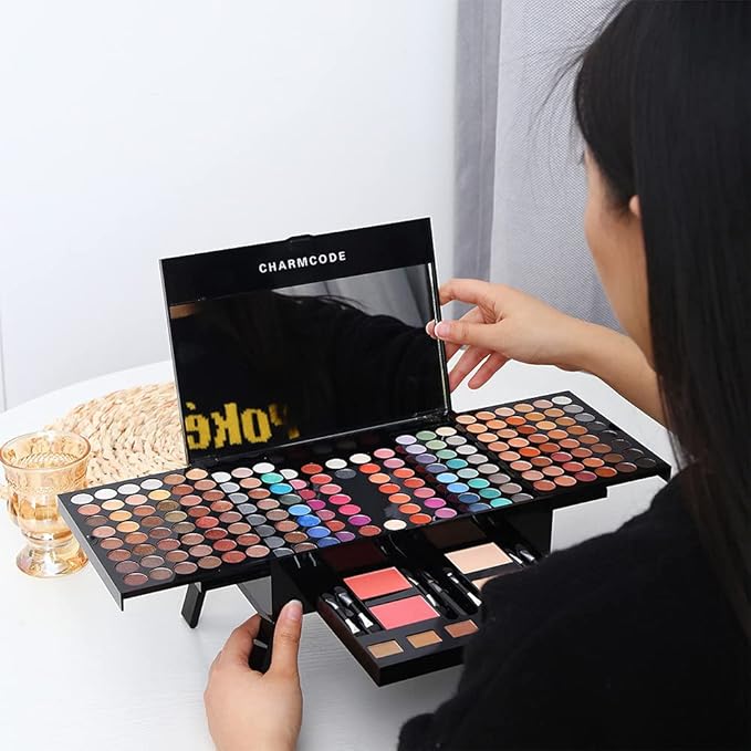 CHARMCODE 190 Colors Cosmetic Make up Palette Set Kit Combination with Eyeshadow Facial Blusher Eyebrow Powder Face Concealer Eyeliner Pencil A Mirror All-in-One Makeup Gift (Multicolor)