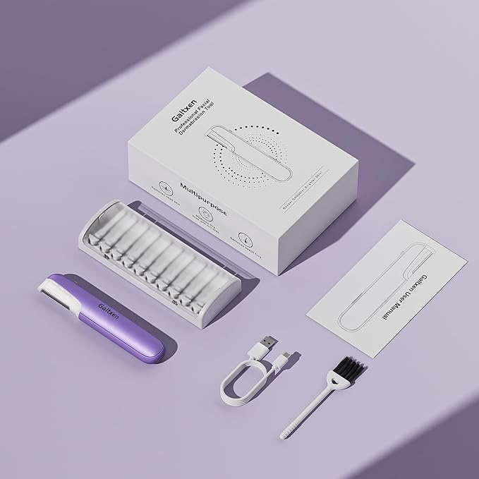 Dermaplaning Tool for Women - Facial Exfoliation & Peach Fuzz Hair Removal with Rechargeable Sonic Edge Technology, 10 Refill Blades