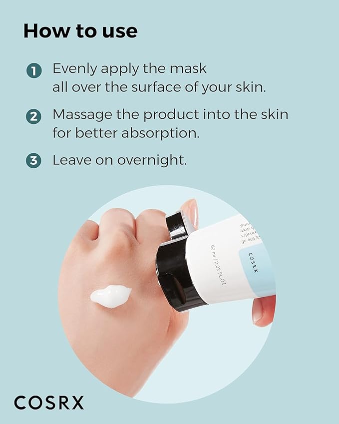 COSRX Ultimate Nourishing Rice Overnight Spa Mask, 60ml / 2.02 fl.oz | Rice Extract 68% and Niacinamide 2%, Korean Skin Care, Animal Testing Free, Paraben Free