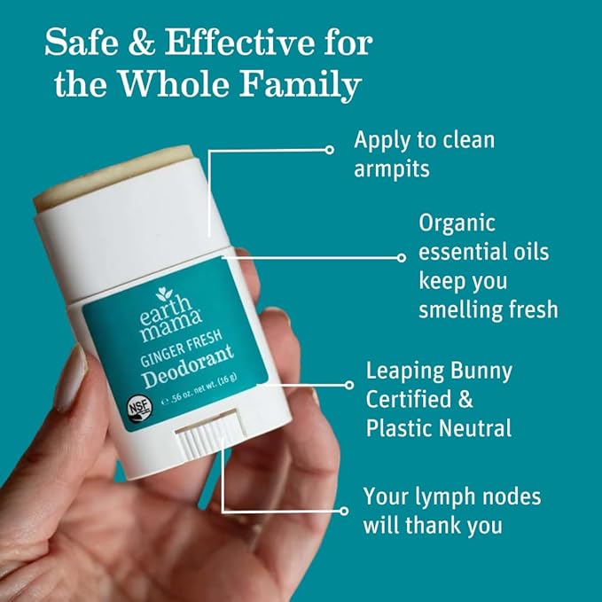 Earth Mama Mini Deodorant Travel Set | Safe for Sensitive Skin, Pregnancy and Breastfeeding, Contains Organic Calendula with No Fragrance Chemicals, No Baking Soda or Aluminum (4-Pack)