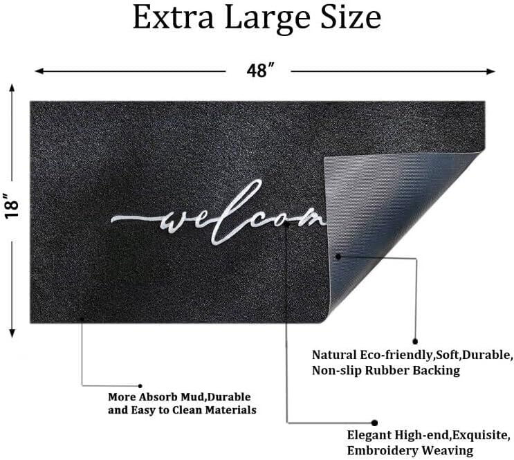 AAZZKANG Welcome Mats for Front Door Non Slip Indoor Outdoor Doormat Large - Image 3