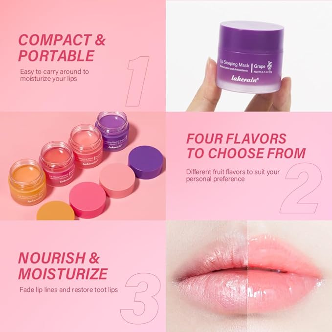 Lip Sleeping Mask, Lip Mask With Vitamin C, Antioxidants, Lip Mask Overnight,Improves Dryness, Nourishes And Hydrates, Brighten Lip Colour, Reduce Lip Lines 0.7 Oz.(02#berry)