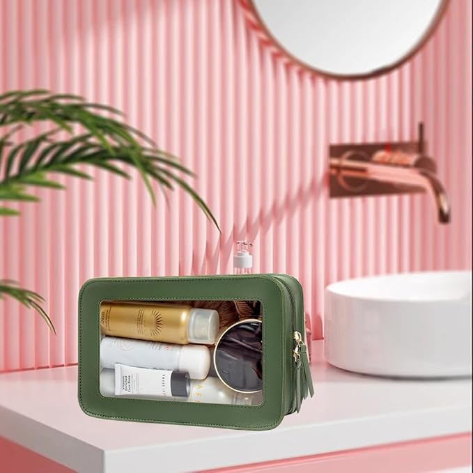 Clear Makeup Bag Small, TSA Approved Portable Toiletry Bag with Zipper Cosmetic Travel Bag Makeup Organizer Case Mini Makeup Pouch for Purse Car Organizer Bag for Women Men