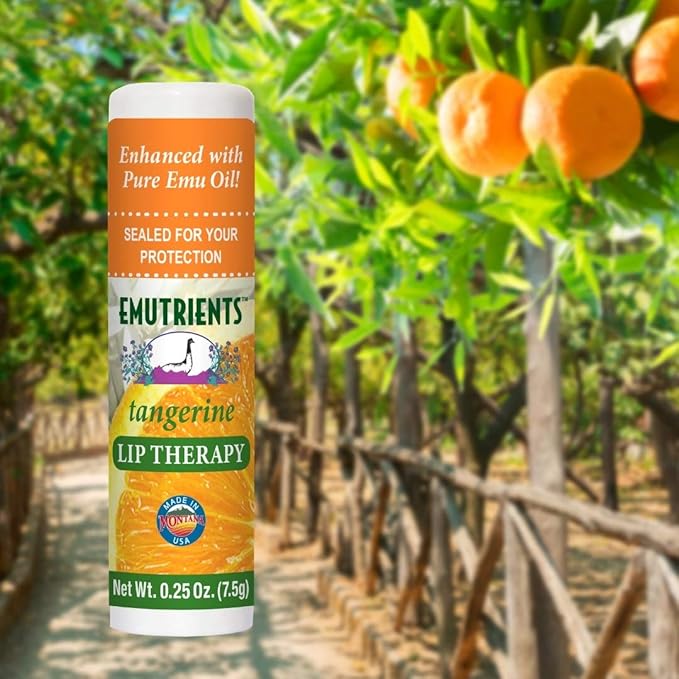 Montana Emu Ranch - Lip Therapy Lip Balm - 0.25 Ounce - Tangerine Flavor - Made with Pure Emu Oil