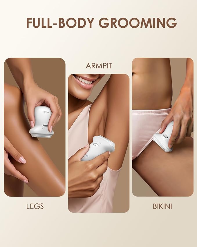Mini Body Hair Trimmer for Travel, Womens Electric Shaver Type-C Rechargeable Hair Removal Razor with LED Display, Waterproof Wet/Dry Home Use, On-The-Go White