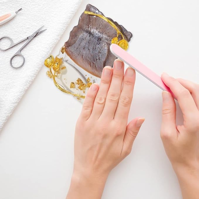 Resin Nail Art Palette, Nail Art Painting Palettes with Nail Palette Stirring Rod Gold Edge Nail Holder Nail Art Display Board Fashion Delicate Nail Tool Accessories, Type 3
