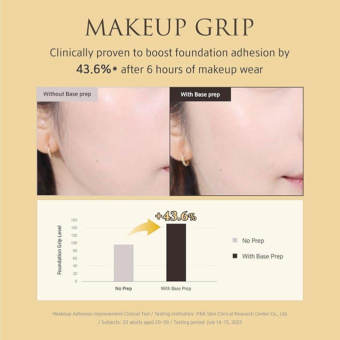 YUNJAC Base Prep (0.85 fl oz) - Grip Primer, Skin Perfecting Makeup Base for Korean Skin Prep. Silicone-Free, Serum Texture for Glowing, Flawless, and Long-Lasting Makeup