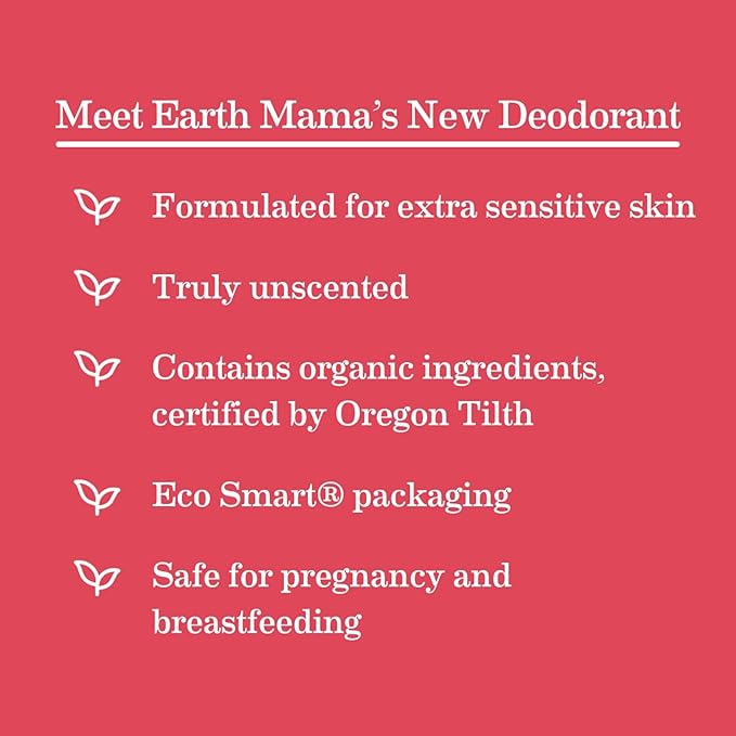 Earth Mama Simply Non-Scents Deodorant | Fragrance-free + Safe for Sensitive Skin, Pregnancy & Breastfeeding, Contains Organic Calendula and Coconut Oil, No Baking Soda or Aluminum, 2.65-Oz (2-Pack)