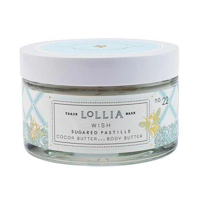 LOLLIA Wish Body Butter, 5.5 oz. - Sugared Pastille Fragrance - Shea Butter & Cocoa Butter, Body Lotion for Women, Hydrating & Smooth Body Moisturizer