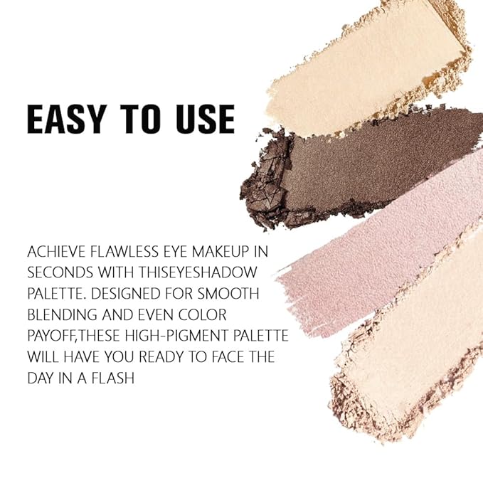 evpct Eyeshadow Quad Palette, Nude Champagne Cocoa Brown Beige Glitter Shimmer Metallic Matte High Pigment Eye shadow Palette Makeup for older Women, Smudge Proof Vegan Cruelty-free, Natural Nudes