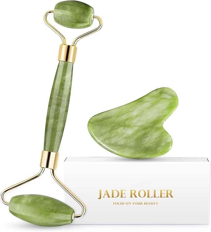Gua Sha & Jade Roller Gua Sha Massage Tools Face Roller and Gua Sha Set Easy to Clean Promote Blood Circulation Reduce Puffiness Suitable to Skin Care Routine Puffiness and Wrinkles