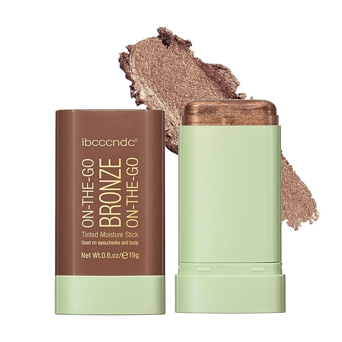 Cream Contour Stick,Multi-Use On The Go Bronzer Stick,Long-lasting Highlight Stick,Glow Bronzer Stick for Face,Lightweight and Blendable Contour Stick for Women (04# Beach Glow)