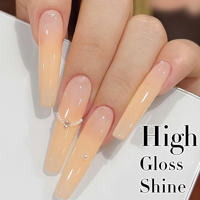 Double Rhythm Translucent Gel Polish Sheer Neutral Natural Light Milky Same Color Same Bottle 15ML Jelly UV Nail Polish Nail Art DIY at Home (Light Yellow Pink-A1423)