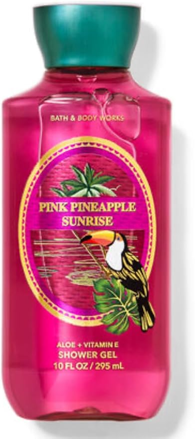 Bath & Body Works - 3 Piece Bundle - Spray - Body Cream - Shower Gel - Full Size and Gift Bag HELLO GORGEOUS (Pink Pineapple Sunrise)