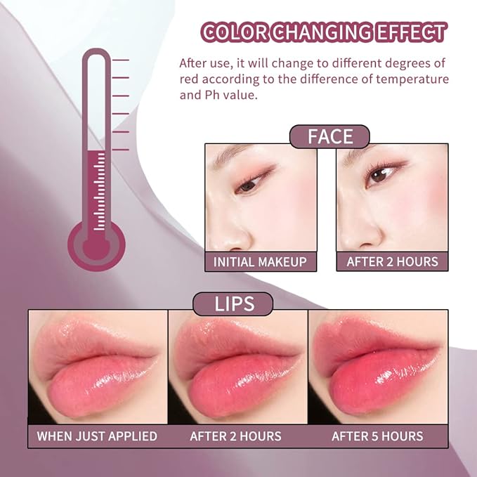 Moisturizing Blush Rouge Color Changing Blusher for Cheeks and Lips Balm Multi Use Cream Liquid Waterproof Gel for Cheeks & Lips Gloss Glossy Shiny Finish Makeup