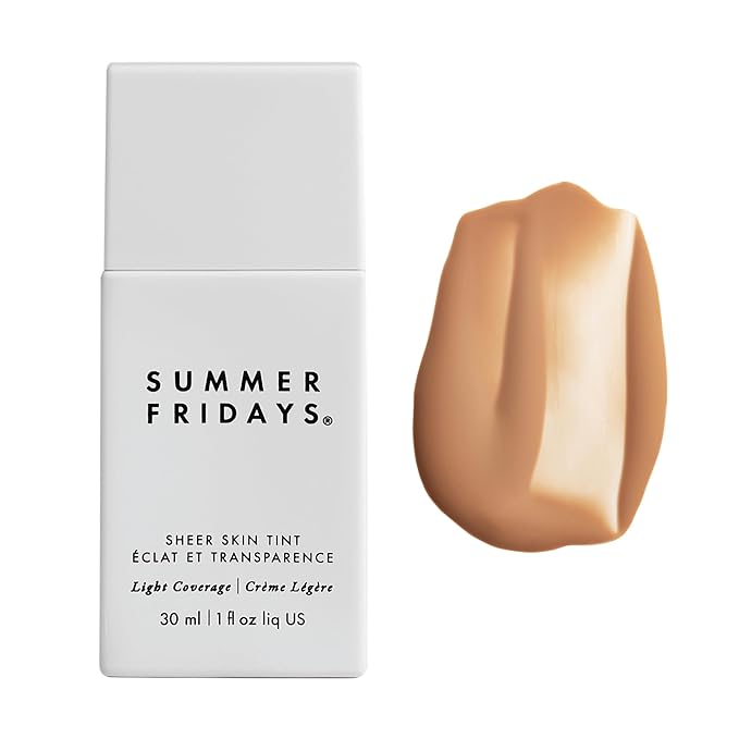 Summer Fridays Sheer Skin Tint - Skin Tint with Hyaluronic Acid - Helps Diminish Uneven Skin Tone - Sheer to Light Coverage - Shade 5 - Medium with Warm Neutral Undertones (1 Fl Oz)