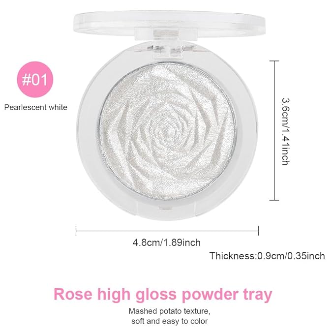 Pearl White Face Highlighter Makeup Shimmer Glitter Rose Sparkly Highlighters Makeup Powder Palette for Face Cheek Skin iluminadores iluminador (pearl white)