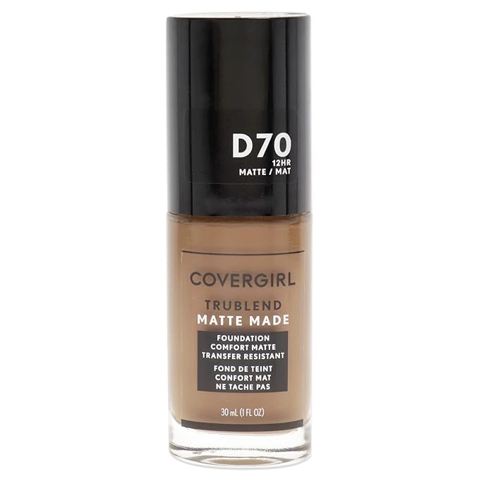 COVERGIRL Trublend Matte Made Liquid Foundation, D70 Cappuccino, 1.01 Fl Oz, 2 Count