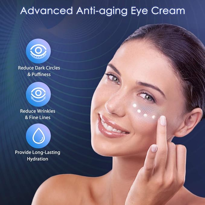 Brightening Vitamin C Eye Gel Cream for Dark Circles & Puffiness, Eye Cream to Help Reduce Fine Lines & Crow's Feet, Boost Hydrating Under Eye Treatment with Hyaluronic Acid & Peptides
