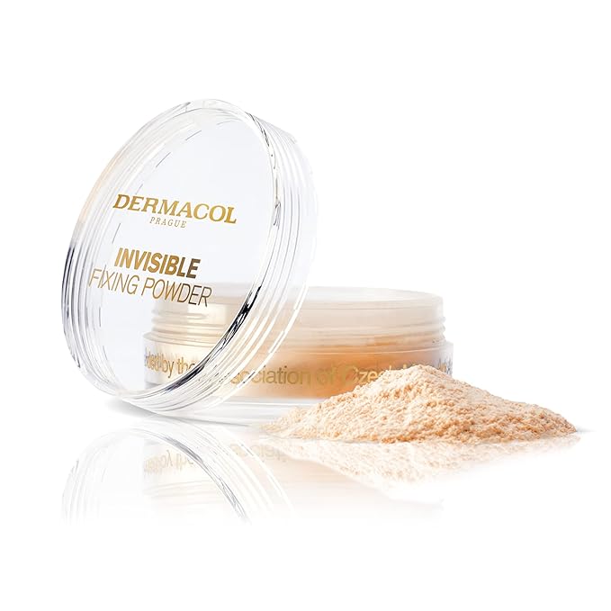Dermacol - Invisible Fixing Face Powder, Touch-proof Translucent Setting Powder for Oily Skin & Other Skin Types, Loose Powder Makeup, Frangrance-Free Matte Powder with Powder Puff, Natural, 13.5 g