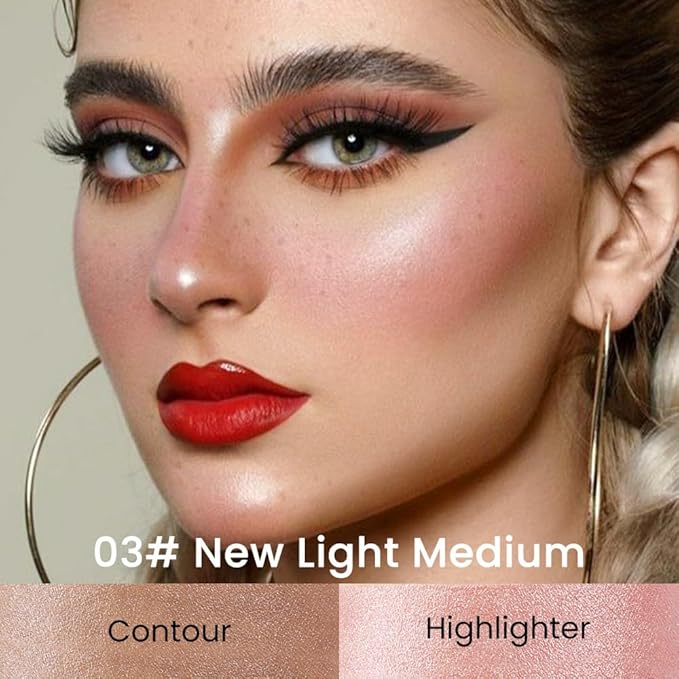 evpct 2in1 Face Shaping & Contouring Stick Cream Contour Concealer Bronzer Stick Makeup Kit for Beginner Face Highlighter Makeup Stick contorno maquillaje de maquillaje profesional,NEW Light Medium