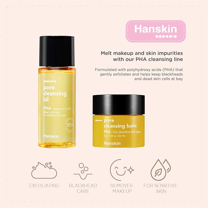 Hanskin Glass Skin On The Go Kit, Travel Friendly Hydrating Skincare Set for Glowing Skin, Cleansers, Skin Essence Toner and Moisturizer, Korean Skin Care [Set of 4 / 30 ml each]