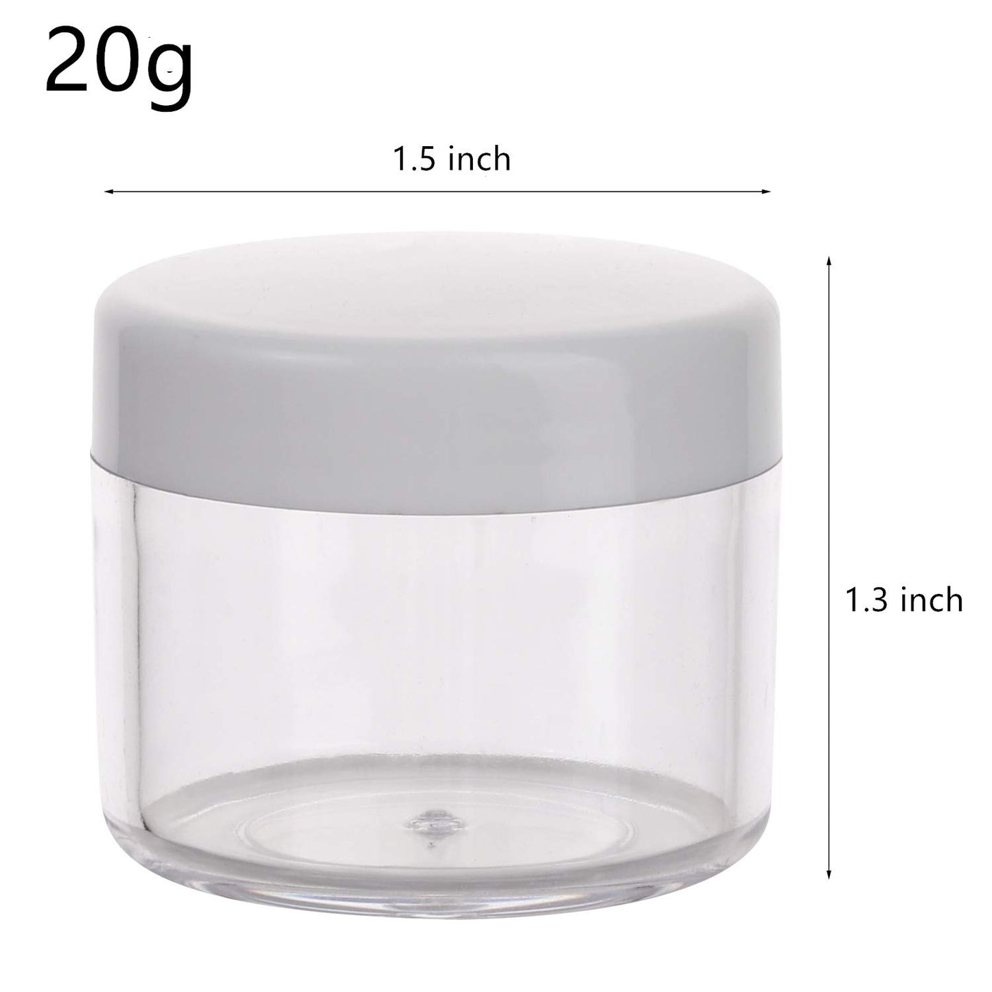 Refillable Cosmetic Sample Jars - 100 Pack 20g (0.7oz) White Small Travel Containers with Lids + 10 Mini Makeup Spatulas - BPA Free